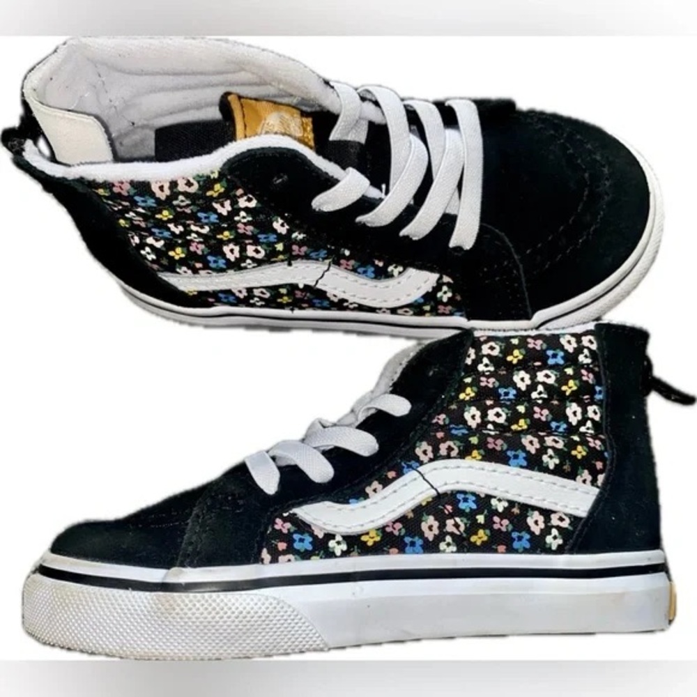 Vans Kids High-Top Sneakers Black with Multicolor Floral Print
